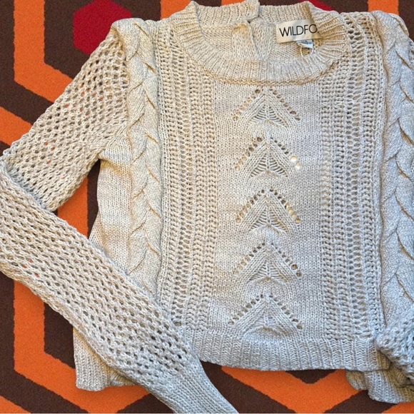 NWT WILDFOX Knitted Crochet Button-Back Cropped Sweater - Picture 5 of 8